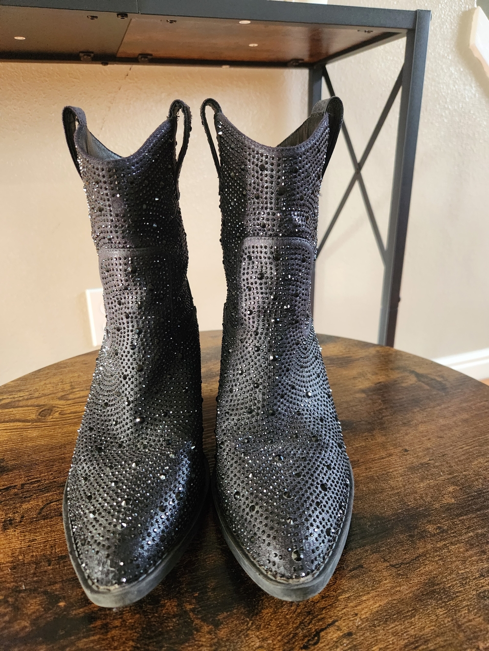 Women's Black Crystal-Embellished Ankle Boots